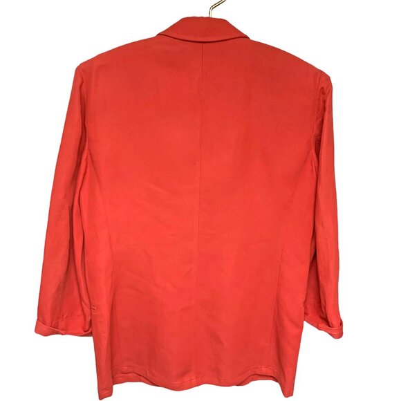 Vtg. Giorgio Armani Le Collezioni Punch Red‎ Flax Blend Single Breast Blazer - Picture 6 of 9